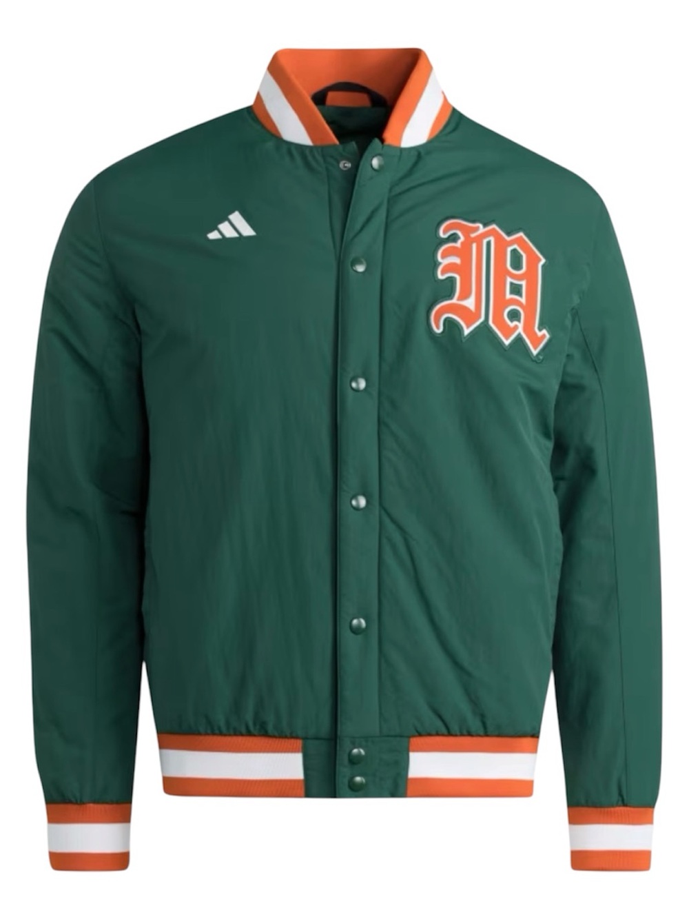 Adidas Miami Hurricanes Coaches Dugout Jacket Dark Green JM9976 Men's Size L NWT
